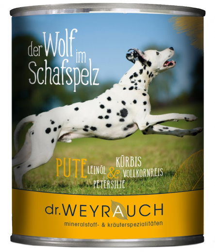 Dr. Weyrauch Wolf im Schafspelz Pute 6 x 820 gr. - Nassfutter für hochsensible Hunde