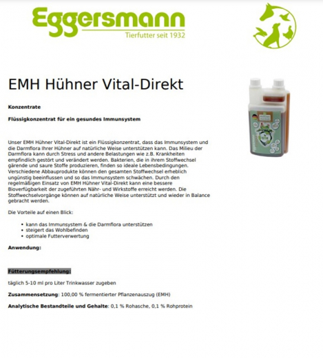 Eggersmann  Körnerpick EMH Hühner Vital Direkt 1 Liter - für Immunsystem und Darmflora