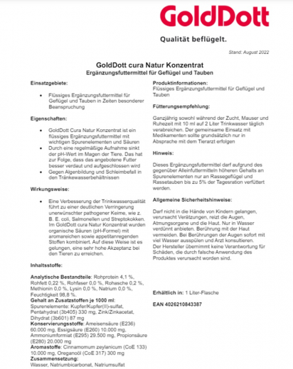 GoldDott cura Naturkräuter Konzentrat 1 Liter zur pH-Wert Absenkung