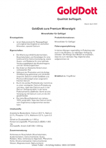 GoldDott cura Premium Mineral Grit 5 kg zur optimalen Mineralienversorgung