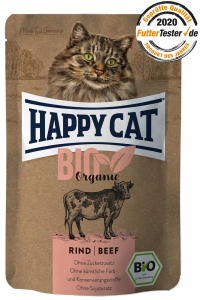 12 x Happy Cat Bio Pouch Rind 85 gr.