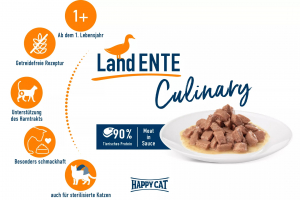 20 x Happy Cat Meat in Sauce - Culinary Land-Ente je 85 gr. getreidefrei