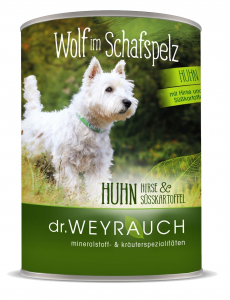 Dr. Weyrauch Wolf im Schafspelz Huhn 24 x 410 gr. - Nassfutter für den sensiblen Hund