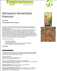 Eggersmann  Körnerpick Körnerfutter Premium 5 kg, Körnermischung ohne Gentechnik für Hühner, Gänse und Enten