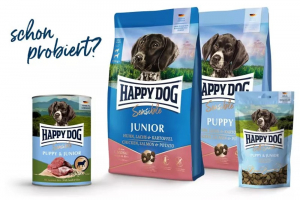 6 x Happy Dog Sensible Puppy Huhn, Lachs, Kartoffel 200 gramm Proteinvielfalt